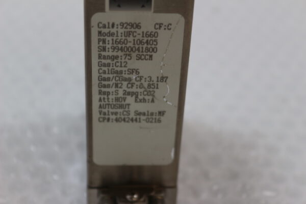 6225 UNIT UFC-1660, 1660-106405 Mass Flow Controller, Cl2, 75 sccm - Image 2