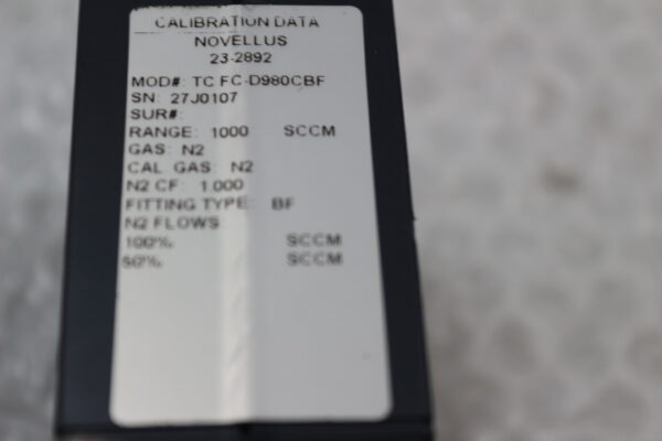 6291 Aera TC FC-D980CSF, 23-2892 Mass Flow Controller, N2, 1 SLM - Image 2