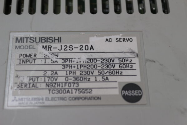 6359 Mitsubishi Electric MR-J2S-20A AC Servo Drive - Image 2