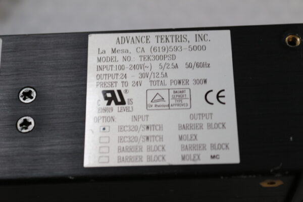 6417 Advance Tektris TEK300PSD Power Supply - Image 2