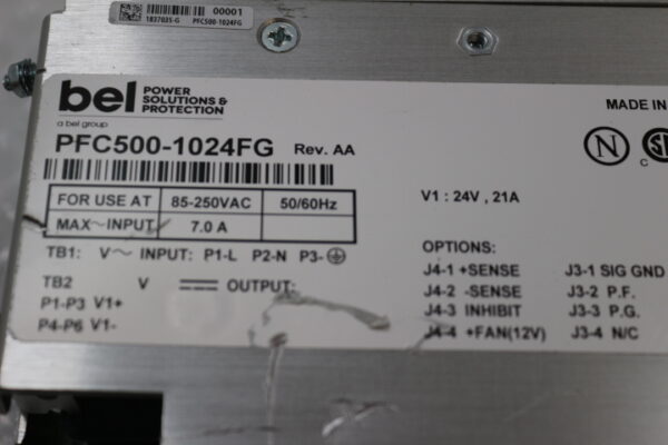 6446 Bel Power Solutions PFC500-1024FG Power Supply - Image 2