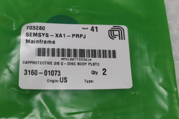 6456 Applied Materials 3160-01073 CAP PROTECTIVE 3/8Q-DISC BODY PLSTC - Image 2