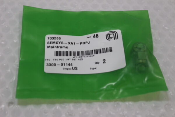6458 Applied Materials 3300-01144 FTG TBG PLG 1/4T SST HEX