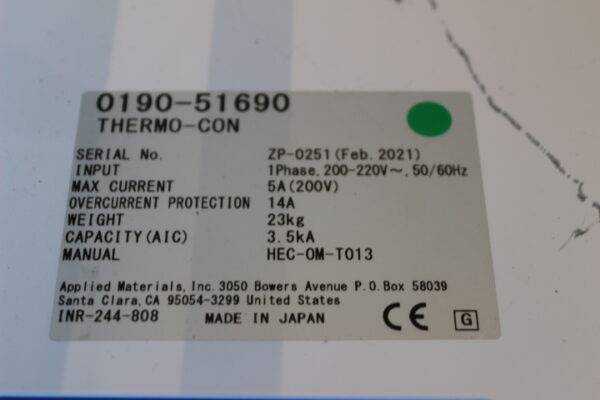 6489 Applied Materials 0190-51690 Thermo- Con Chiller - Image 2