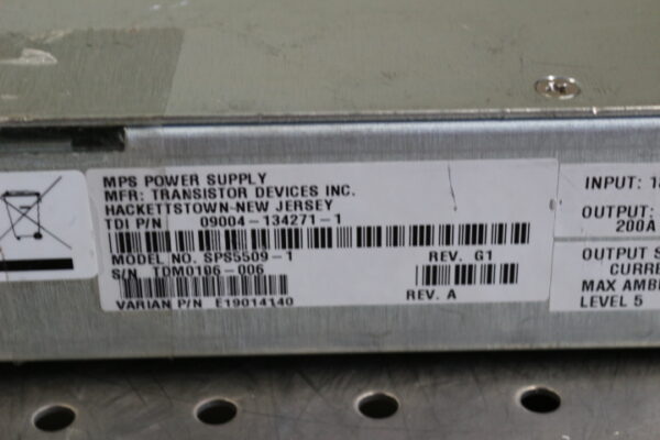 6506 TDI Transistor Devices SPS5509-1 09004-134271-1 E19014140 MPS Power Supply - Image 2