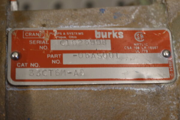 6509 Burks Pumps 33CT6M-AB, 06AS001 Close Coupled Turbine Pump - Image 2