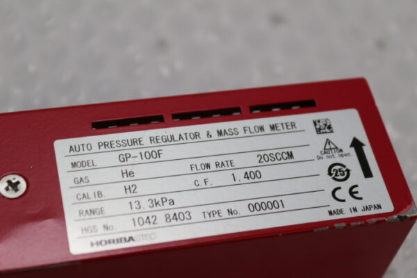 6516 HoribaStec GP-100F Auto Pressure Regulator & Mass Flow Meter He 20sccm - Image 2