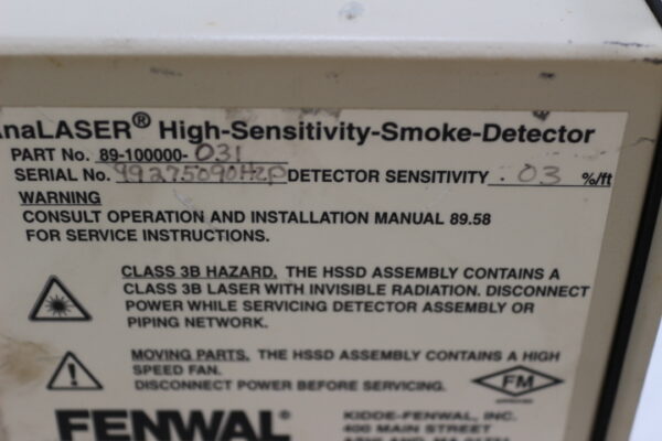 6529 Fenwall AnaLaser 89-100000-031 Sensitivity Smock Detector - Image 2