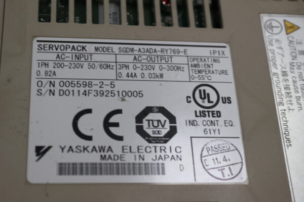 6616 Yaskawa Electric SGDM-A3ADA—RY769-E Servo Pack - Image 2
