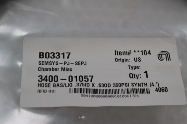 6637 Applied Materials 3400-01057 Hose Gas/Liq .375IDX.630D 350psi Synth (4”) - Image 2