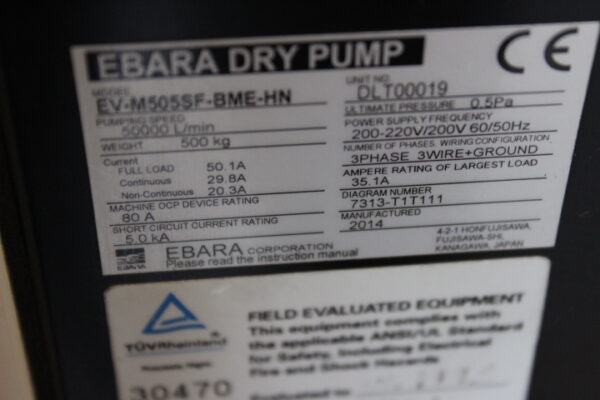 6740 Ebara EV-M505SF-BME-HN Dry Vacuum Pump - Image 2