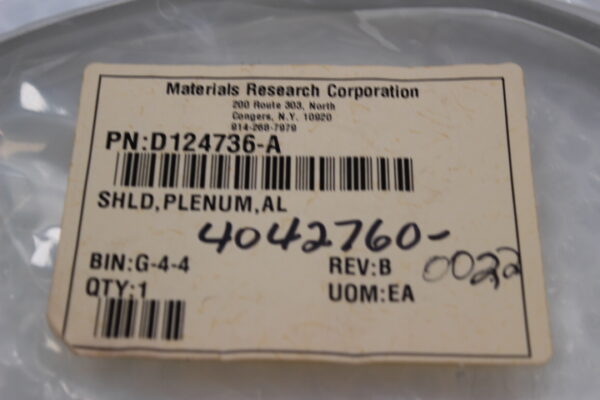 6746 MRC Material Research Corp. D124736-A SHLD, PLENUM, AL - Image 2