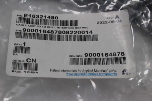 6776 Varian AMAT E16321480 Cable Assy, PD to CUST, Interface Box W80 - Image 2