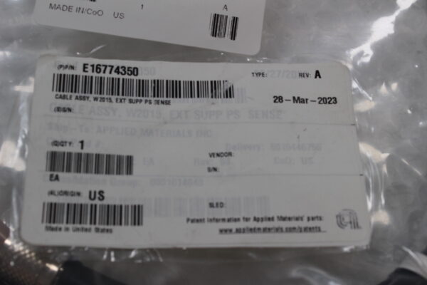 6778 Varian AMAT E16774350 Cable Assy, W2015, Ext Supp PS Sense - Image 2