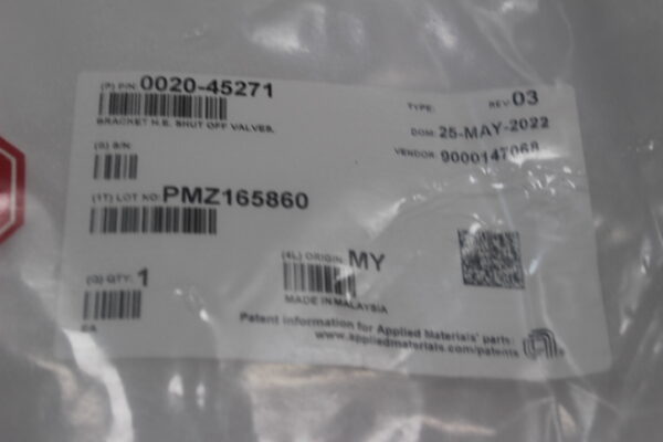 6780 Applied Materials 0020-45271 Bracket H. E. Shut off Valves HTUSG 300mm - Image 2