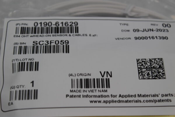 6837 Applied Materials 0190-61629 E84 OHT W/HEAD-ON SENSOR+CABLE 6XFT - Image 2